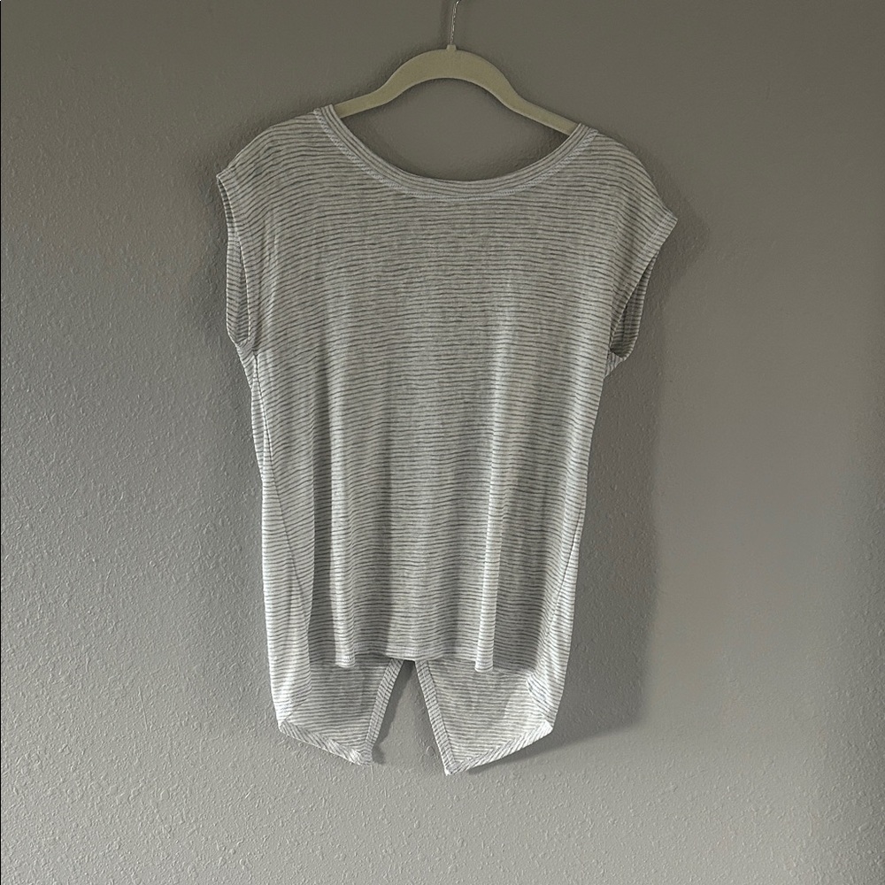 Gray Striped Cross Back Women's Top
